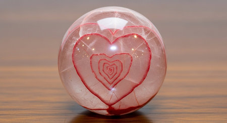 Valentine's day glass ball on a wooden background. Love concept.