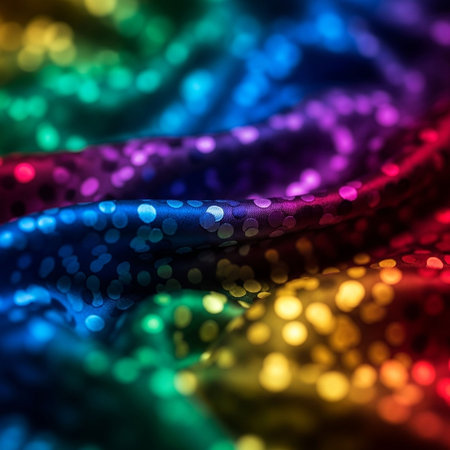 Texture, background, pattern, silk fabric, multi-colored lines of different shades, bokehの写真素材