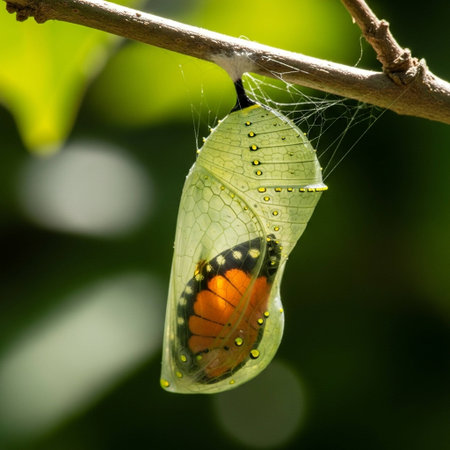 Butterfly emerging from its cocoon in the rainforest.の写真素材
