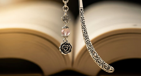 jewelry pendant in the form of a rose on the book