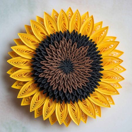 Close up of sunflower with black and yellow petals on white backgroundの写真素材