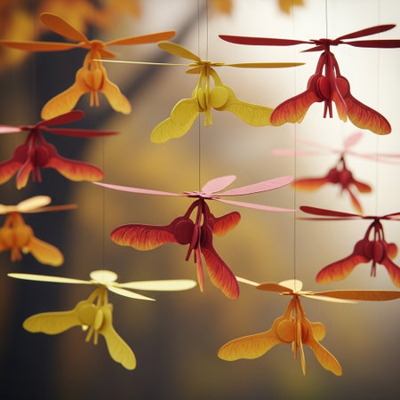 Colorful dragonflies hanging on the wall in the garden. 3d renderの写真素材