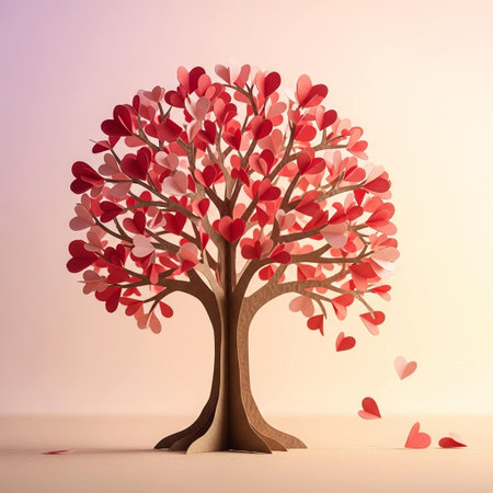 Valentine's day background with heart tree. 3D renderingの写真素材