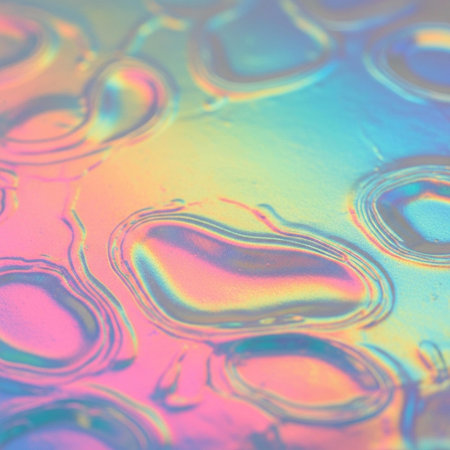 abstract background of oil drops on water surface in rainbow colors.の写真素材