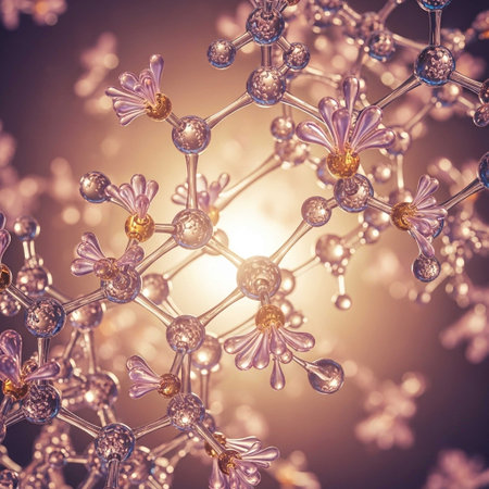 Molecular structure of the atom. 3d rendering toned image