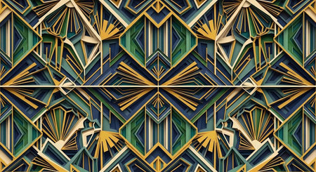 Seamless pattern of arabic geometric ornament in blue and yellow colorsの写真素材