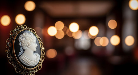 Vintage silver wedding ring on a dark background with bokehの写真素材