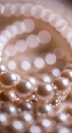 pearl necklace macro close up abstract background, shallow depth of fieldの写真素材