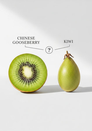 Kiwi and kiwi on a white background with textの写真素材