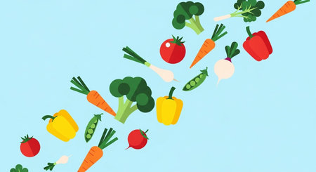 Vegetables background. Vector illustration. Vegetarian food concept.の写真素材