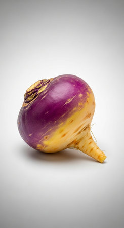 Purple turnip on a white background. Studio shot. Isolated.