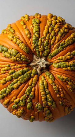 Pumpkin on a white background. Autumn harvest. Close up.の写真素材