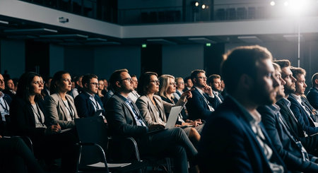 Speaker at Business Conference. Audience at the conference hall. Business and Entrepreneurship.の写真素材