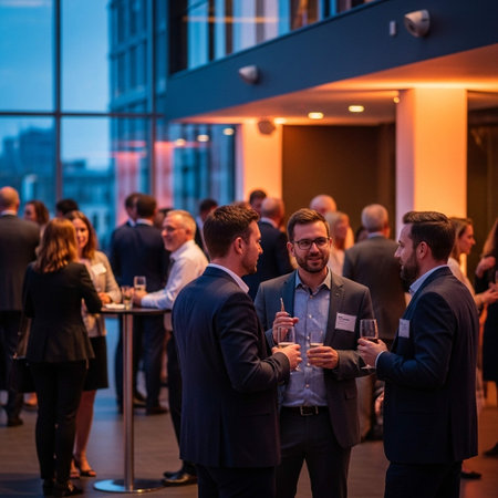 Group of business people discussing the charts and graphs showing the results of their successful teamworkの写真素材