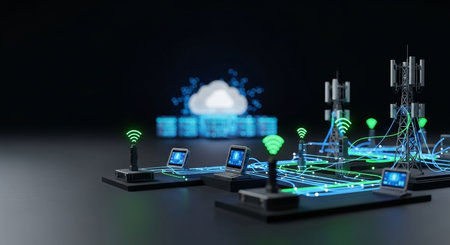 Cloud computing technology concept. 3D illustration of cloud computing technology concept.