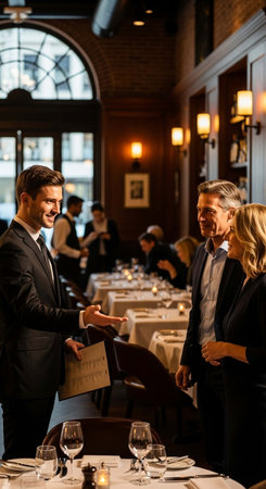 Business people shaking hands in a restaurant during a business meeting or negotiationの写真素材
