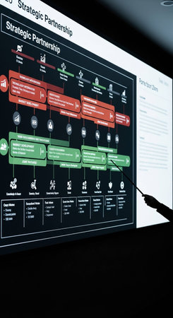 Digital composite of Hand holding tablet with graphs and data overlay on screenの写真素材