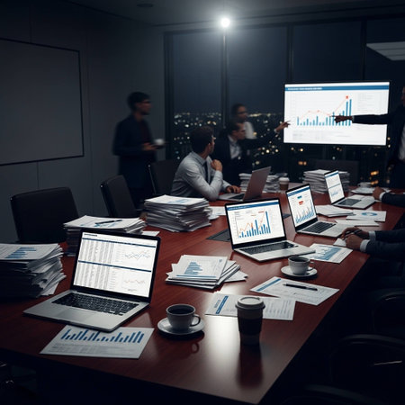 Business People Working Office Laptop Computer Digital Device Teamwork Meeting Conceptの写真素材