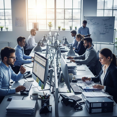 Business people working in modern office. Group of business people working in team.の写真素材