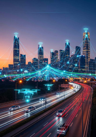the light trails on the modern building background in china.の写真素材