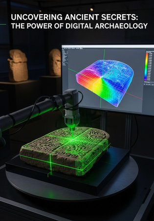 3D rendering of a modern computer with a multi-layered display.