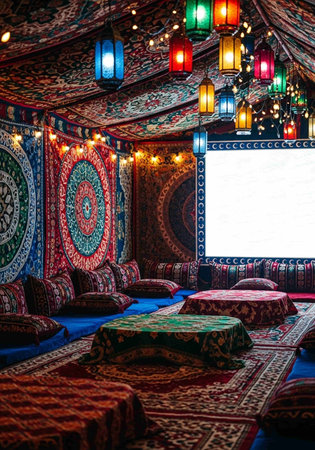 Interior of a traditional nomadic house in Uzbekistan, Bursa