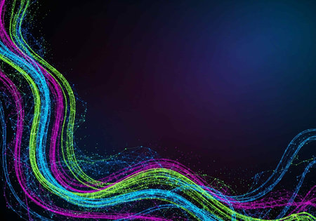 Abstract background with colorful lines on dark background. Vector illustration. Eps 10