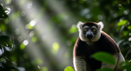 Ring-tailed lemur (Varecia catta) in the forestの写真素材