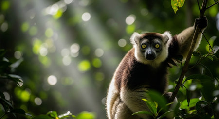 Lemur monkey in the rainforest of Bali island, Indonesiaの写真素材
