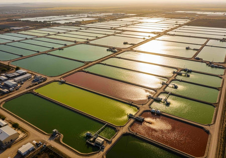 Aerial view of a farm in the morning, South Australia.の写真素材