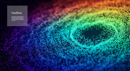 Abstract background with glowing particles. Big data visualization. 3D rendering.の写真素材