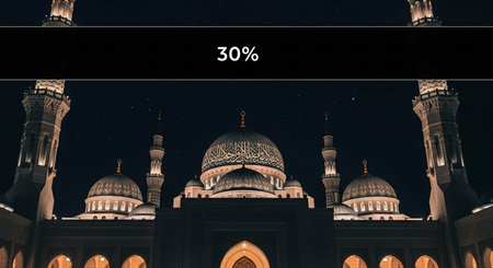 Search bar with text 30% and view of the mosque at nightの写真素材