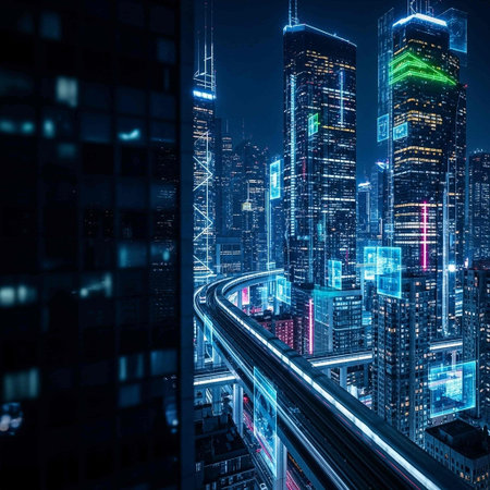 modern city at night,shanghai,china.3d renderingの写真素材