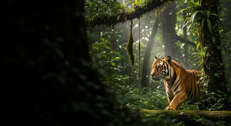 Beautiful tiger in the jungle, Sumatra National Park, Indonesiaの写真素材