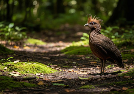 Crested Spur-crested Whistler Bird in the rainforestの写真素材