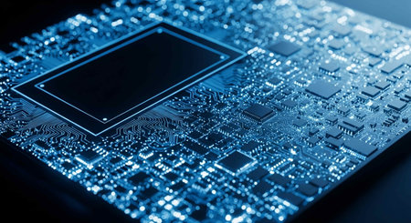 Close-up of electronic circuit board. Technology and electronics concept.の写真素材