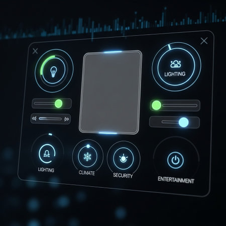 Futuristic user interface with icons and buttons. 3d renderingの写真素材