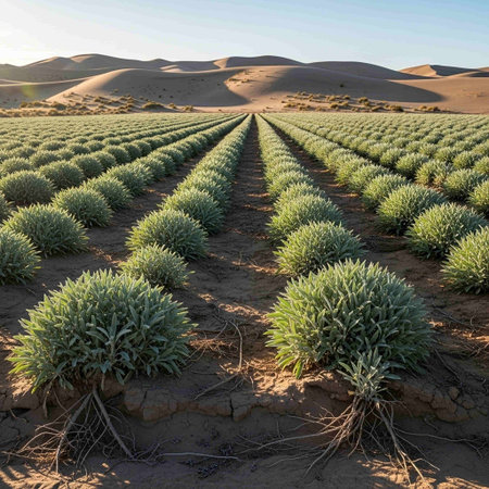 Plantation of lavender in the Sahara desert, Morocco.