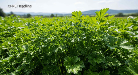 Parsley growing on the field in summer. Organic food.