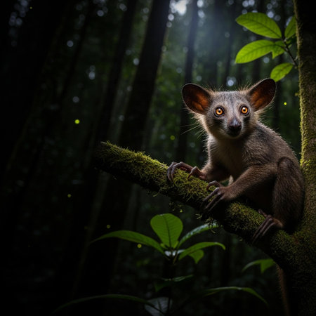 Lemur on a tree in the rainforest of Belizeの写真素材