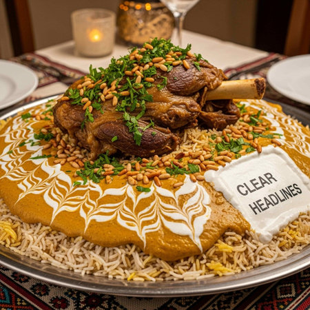 Traditional baked lamb with rice and nuts served on a plateの写真素材