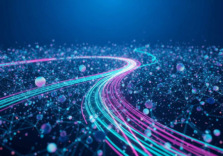 Abstract technology background. Network connection structure with particles and lines. 3d renderingの写真素材