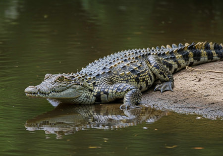 Crocodile in the nature habitat. Wildlife scene from nature.の写真素材