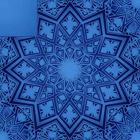 Blue Ethnic pattern. Abstract kaleidoscope fabric design. Vector illustrationの写真素材