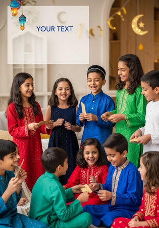 Unidentified kids during a celebration.の写真素材