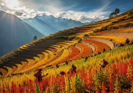Longji Rice Terraces in Sapa District, Lao Cai Province, Northwest Vietnamの写真素材