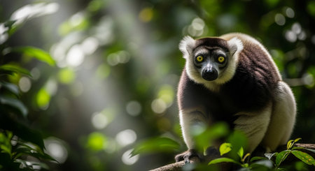 Ring-tailed lemur (Varecia rubra) in the rainforestの写真素材