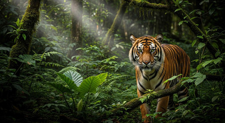 Tiger in the jungle of Borneo, Malaysiaの写真素材