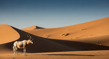 Oryx in the Sahara desert, Morocco.の写真素材