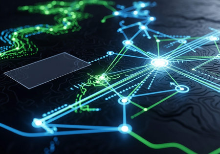 3d rendering of network connection on dark background. global business concept